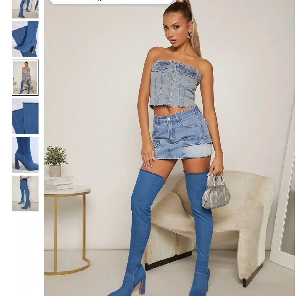 🌸SS7 - Stylish Blue Over-the-Knee Boots💙